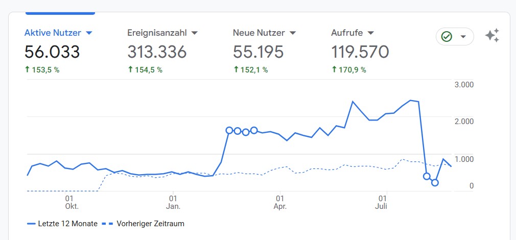 Screenshot Google Analytics für Treffpunkt Schreiben (Stand: 31.08.2024)