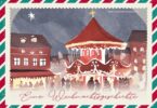 Treffpunkt Schreiben, Eine Weihnachtsgeschichte, Abbildung: Weihnachtsmarkt mit Karussell (Aquarell)